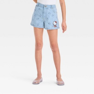 Girls' Hello Kitty Denim Shorts - Light Blue - 1 of 4
