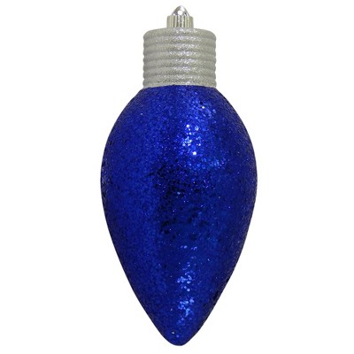 Christmas by Krebs 12" Navy Blue Shatterproof Glitter C9 Light Bulb Christmas Ornament