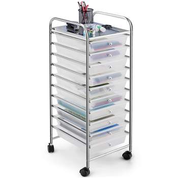  SILKYDRY Rolling Storage Cart with 10 Drawers, Versatile  Utility Cart with Wheels for Tool Paper Scrapbook Art Supply, Mobile Craft  Organizer Cart for Home Office School (Clear) : Office Products