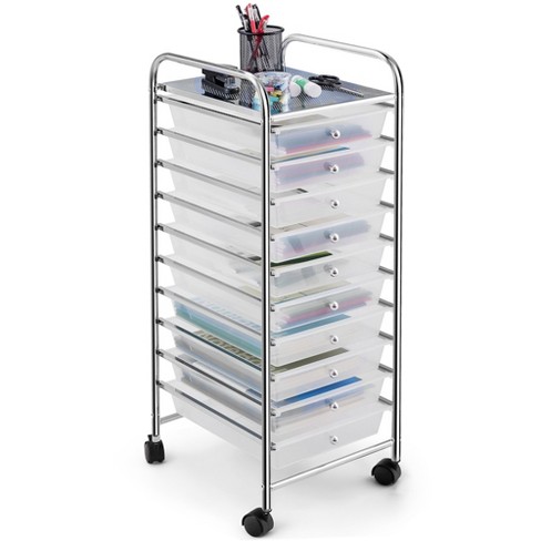 Iris Usa 10 Drawer Rolling Storage Cart With Drawers With Organizer Top,  Black : Target