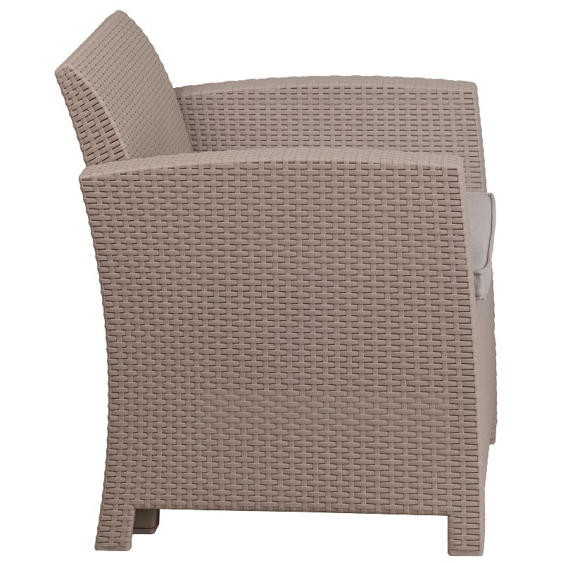 Merrick Lane Outdoor Furniture Resin Chair Faux Rattan Wicker Pattern Patio Chair With All-Weather Cushion, 4 of 17
