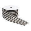 Wired Polyester Ribbon Set of 2 – Black and White Striped – 0.25 in Height Holiday Craft Ribbon By Melrose - 2 of 3