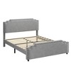 Velvet Upholstered Bed Frame with Rivet Tufted Headboard, Wood Slats Support Platform Bed for Bedroom Apartment - Noise Free - 2 of 4