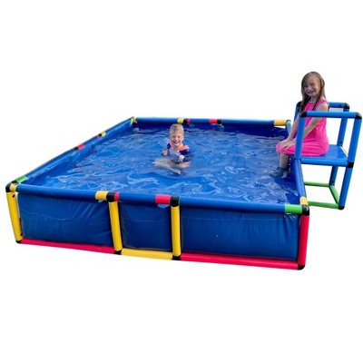 Funphix Buildable Blue Plastic Swimming Pool with Safety Steps
