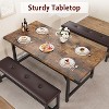 Three-piece Wooden Telescopic Dining Table Set, with 2 Soft-padded Benches, 4-6 Person Dining Table, Suitable for Apartments and Restaurants, Brown - 2 of 4