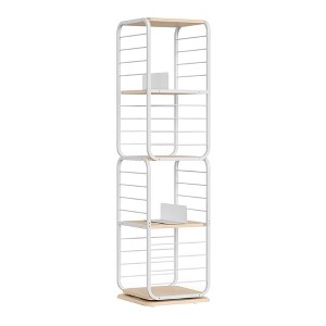 4-Tier Rotating Bookshelf, Bookcase with Bookends for Small Spaces, Corner Shelf, Steel Frame - 1 of 4