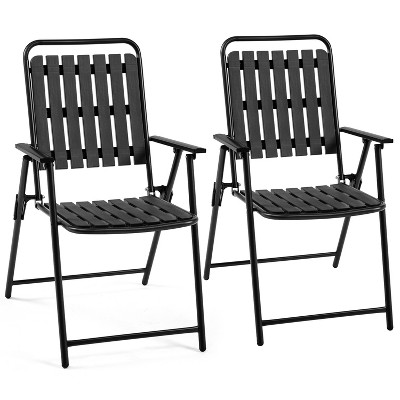 Yaheetech Set of 2 Foldable Dining Chairs with Metal Frame for Garden, Patio, Balcony