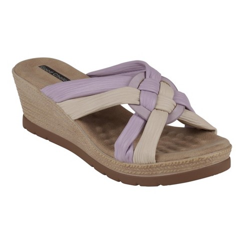 Gc Shoes Caro Lavender 10 Two tone Strappy Comfort Slide Wedge