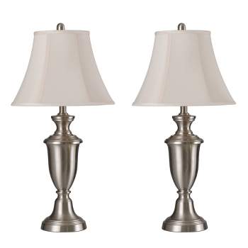 Set of 2 Table Lamps Brushed Steel Finish - StyleCraft