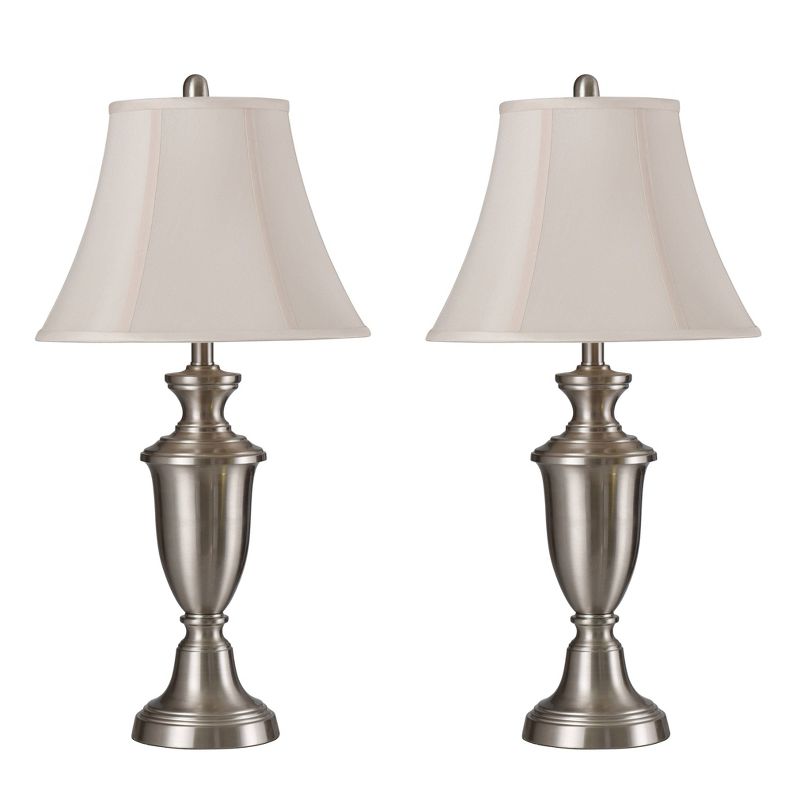 Set of 2 Table Lamps Brushed Steel Finish - StyleCraft, 1 of 8