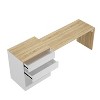 FUFU&GAGA White Wood 94.5 in. W Kitchen Island Dining Bar Table With Table Top - image 3 of 4