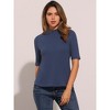 Allegra K Women's Half Sleeve Casual Turtleneck Solid Elastic Soft T-Shirts - 4 of 4
