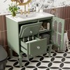 Vynxaria Retro 30'' Bathroom Vanity with Ceramic Sink, Freestanding Single Vanity, 2 Drawers, Solid Wood Frame, Green Storage Cabinet - 3 of 4