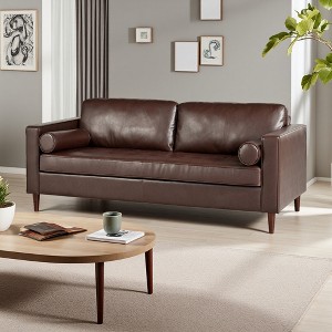 85" PU 3-Seater Sofa with 2 Throw Pillows - 1 of 4