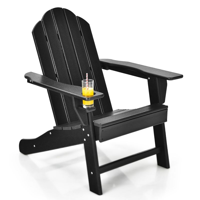 Costway Patio Adirondack Chair Weather Resistant Garden Deck W/Cup Holder White\Black\Grey\Turquoise, 1 of 9