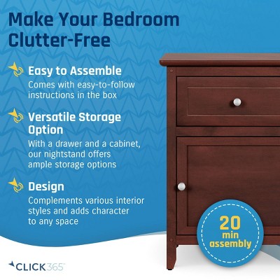 Walnut Rectangular Wood and Metal Side Table with Storage