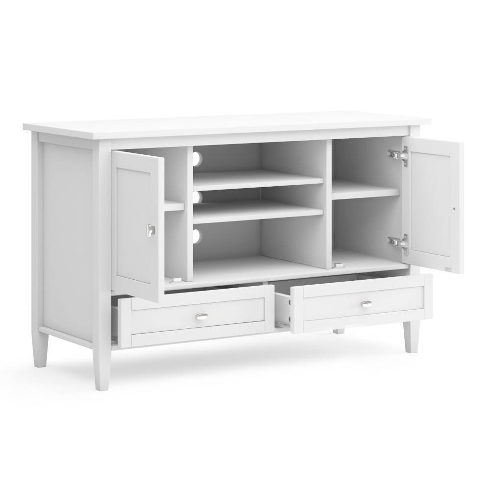 Norfolk Solid Wood TV Stand for TVs up to 50" White - WyndenHall: Adjustable Shelves, Cable Management, Side Cabinets