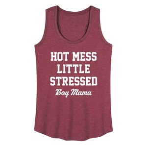Women's - Instant Message - Hot Mess Boy Mama Graphic Racerback Tank - 1 of 4