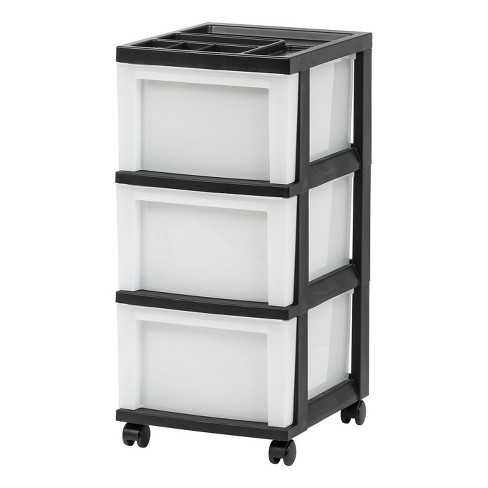 Markeer pols Op de grond Iris Usa 3-drawer Storage Cart With Organizer Top, Black : Target
