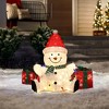 LuxenHome 2.3Ft Jolly Snowman with Red Santa Hat Outdoor Holiday Decoration with Lights White, Red, Green, Black - 4 of 4