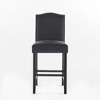 Upholstered Counter Height Barstools with Nailhead Trim, Fabric and Walnut Legs for Kitchen - 3 of 4