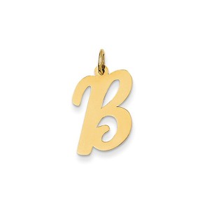 Black Bow Jewelry 14k Yellow Gold, Madison Collection, Medium Script Initial Pendant A-W - 1 of 4