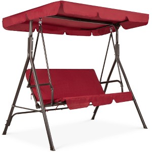 Best Choice Products 2-Person Outdoor Large Convertible Canopy Swing Glider Lounge Chair w/ Removable Cushions - 1 of 4