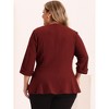 Agnes Orinda Women's Plus Size Notched Lapel Ruffle Peplum Ruched Buttons Outfits Blazers - 4 of 4