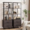 4 Tier Bookshelf 70.9 Inch Tall, Industrial Metal Frame Book Shelf with Open Display Shelves and Storage Drawers, for Living Room, Bedroom, Office - 3 of 4