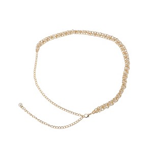 Unique Bargains Women's Faux Pearl Waist Chain Gold Tone 1 Pc - 1 of 4