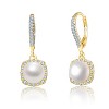 Guili Sterling Silver Leverback Dangle Earrings with White Pearl and Cubic Zirconia Offer a Classic Look with Graceful Sparkle - 2 of 2