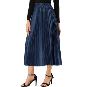 INSPIRE CHIC Women's Party Elastic Waist Metallic Shiny Accordion Pleated Midi Skirt - 1 of 4