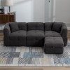 87.7" Sectional Sofa Cozy Teddy Fleece Fabric Sectional Sofa Couch with Two USB Ports a Movable Storage Ottoman,White - 2 of 4