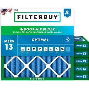 Filterbuy 21.25x21.25x2 Air Filter (6-Pack), Pleated MERV 13 Health Defense Replacement HVAC AC Furnace Filters (Actual Size: 21.25 x 21.25 x 1.75) - 1 of 4
