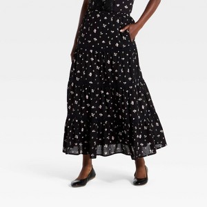 Women's Lace Maxi Pull On Skirt - Universal Thread™ Black Floral M