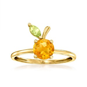 RS Pure by Ross-Simons 0.60 Carat Citrine and .10 Carat Peridot Peach Ring in 14kt Yellow Gold - 1 of 4