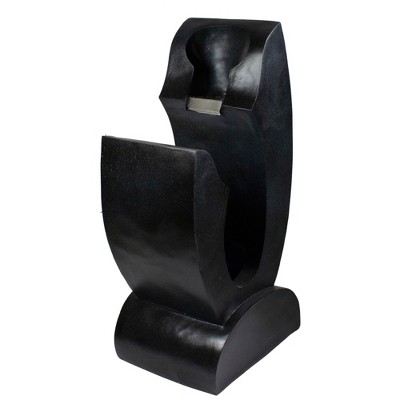 Black Resin Lighted Outdoor Garden Water Fountain, 31.5"