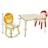 SEVOBAL Kids Table Sets, 3-Piece Wooden Activity Table with Lion and Monkey Chairs for Toddler Playroom, Beige, 27.01"*26.03"*3.03" - 4 of 4