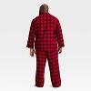 Men's Plaid Flannel Long Sleeve Shirt and Pants Holiday Matching Family Pajama Set - Wondershop™ Red/Black - 2 of 4