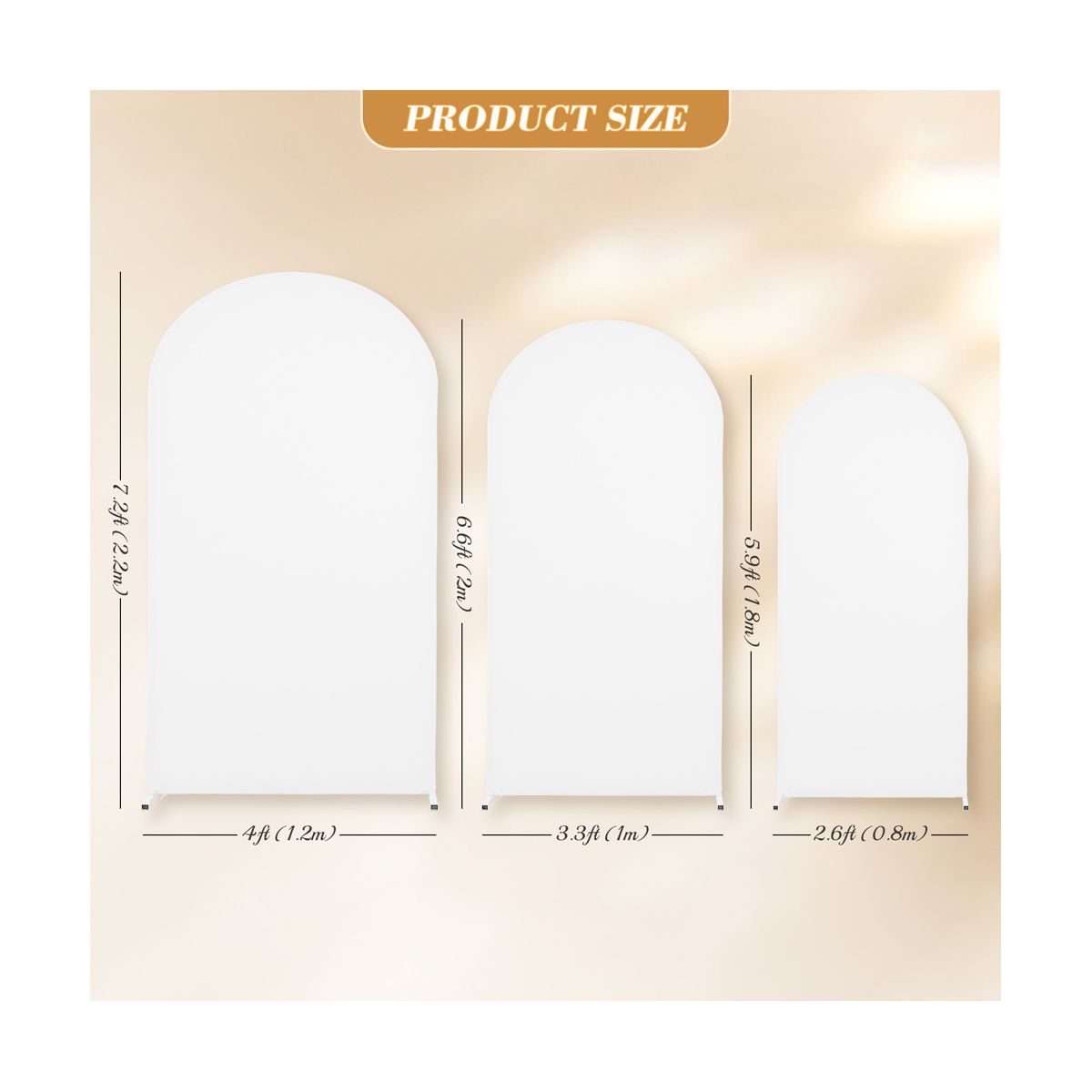 6.6ft Wedding Arch Cover Dual-Sided Color Round Top Arch Backdrop Stands with Zipper Elastic Backdrop Cover for Birthday Party Ceremony Banquet Decor - thumbnail 3