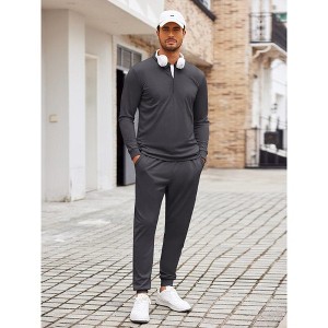 COOFANDY Men's Tracksuit 2 Piece Quarter Zip Polo Athletic Sweatsuits Casual Running Jogging Sport Suit Sets - 1 of 4