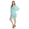 Women's Crocheted Fringed Trim Dress Cover Up - White Mark - 2 of 4