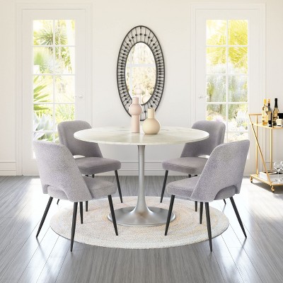 Gray Velvet Upholstered Side Chair with Metal Legs
