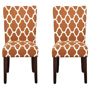 Parson Dining Chair Wood/Rust Geo (Set of 2) - HomePop, Red