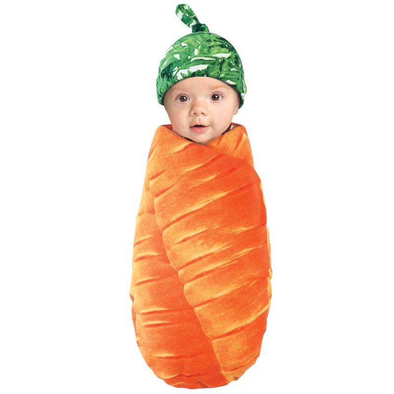 Touched by Nature Baby Organic Cotton Swaddle Blanket and Headband or Cap, Carrot, One Size, 4 of 5