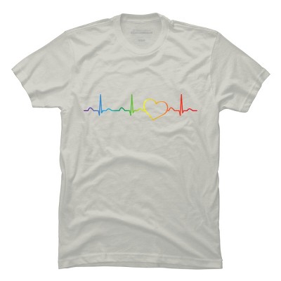 Adult Design By Humans Rainbow Pride Heartbeat By Luckyst T-Shirt