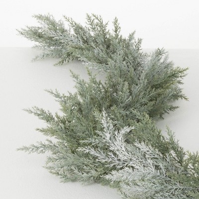 Sullivans Artificial 4 ft. Frosted Blue Cedar Garland, Green Christmas Garland
