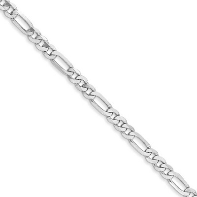 Black Bow Jewelry 3mm, 14k White Gold, Flat Figaro Chain Necklace