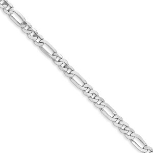 Black Bow Jewelry 3mm, 14k White Gold, Flat Figaro Chain Necklace - 1 of 4