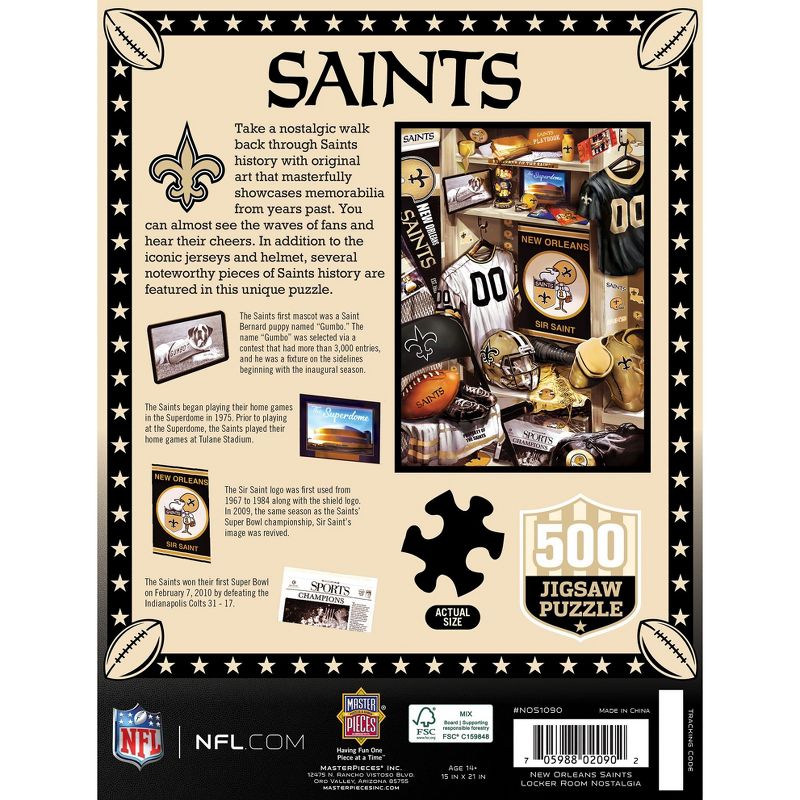 MasterPieces 500 Piece Puzzle - New Orleans Saints Locker Room - 15"x21", 4 of 7